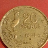 Две монети 10 франка 1951г. / 20 франка 1951г. Франция редки за КОЛЕКЦИОНЕРИ 34832, снимка 5 - Нумизматика и бонистика - 44322758