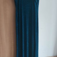 SHEIN - дълга синя лъскава рокля, снимка 3 - Рокли - 40619595