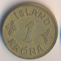 Исландия 1 крона 1940 година, с букви N GJ, рядка, снимка 2 - Нумизматика и бонистика - 44935202