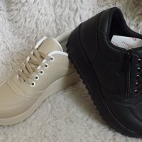 Обувки, уокмакс, черни и бежови, код 94/ББ2/40, снимка 1 - Дамски ежедневни обувки - 42652198