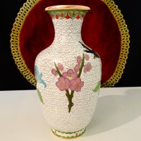 Китайска медна ваза Клоазоне,Cloisonne,маркирана. , снимка 4 - Вази - 36916498