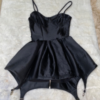 Черна мини рокля Replica-Moda XS, снимка 3 - Рокли - 44810844