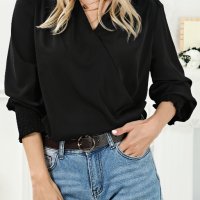 Дамска елегантна блуза в черно с дълъг ръкав, снимка 13 - Блузи с дълъг ръкав и пуловери - 42767016