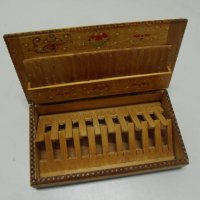 № 4957 стара дървена кутия / табакера  - размер 19,5 / 10,5 / 4,5 см , снимка 2 - Други ценни предмети - 31371552