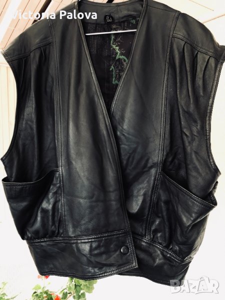 Много хубав кожен елек тип байкърски унисекс, снимка 1