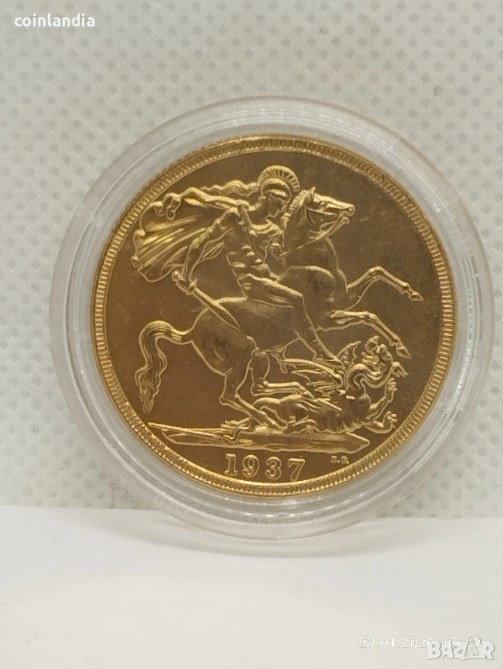 позлатена английска монета репродукция , снимка 1