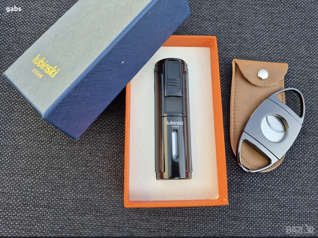 Луксозна запалка за пури lubinski с подарък резачка, снимка 1