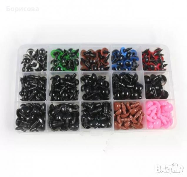 Кутия с очички и нослета за амигуруми,  плетени играчки, снимка 1