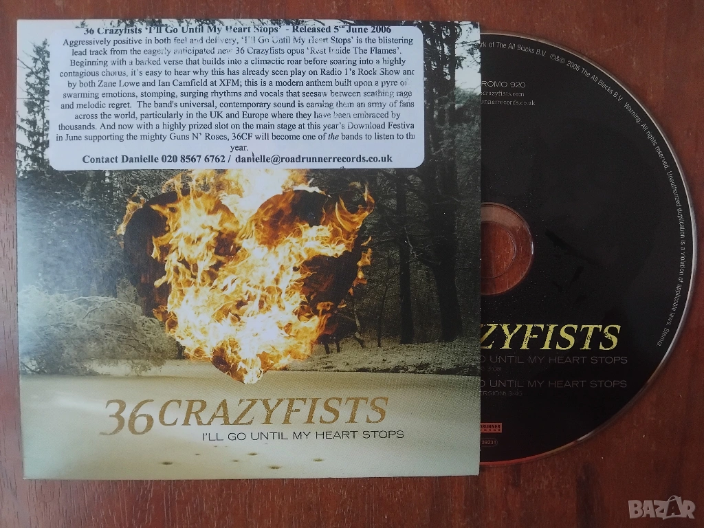 36 Crazyfists ‎– I'll Go Until My Heart Stops - оригинален Hardcore диск, снимка 1