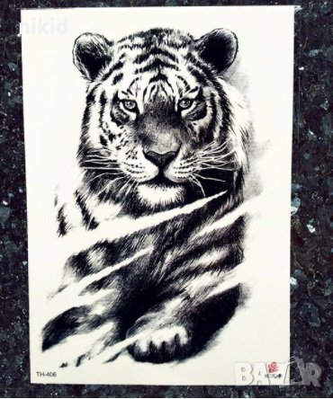 #3 Тигър черно бял временна татуировка татос татус Tattoo, снимка 1