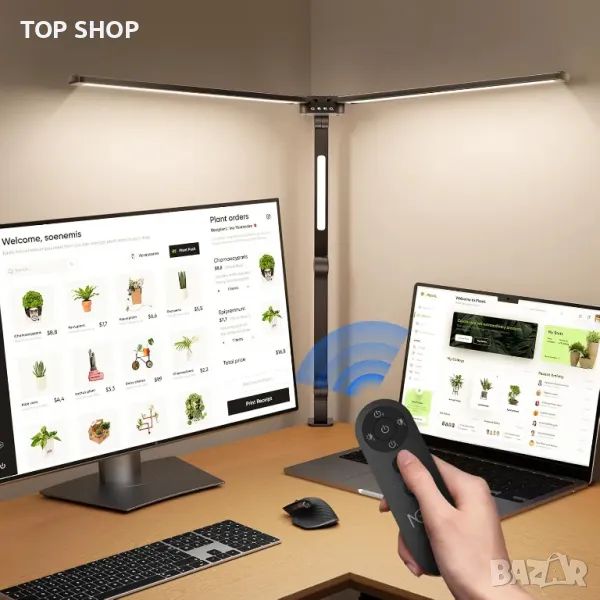 NGTeco LED настолна лампа, 1 метър Ярка регулируема настолна лампа с 3 светлинни ленти, дистанционно, снимка 1