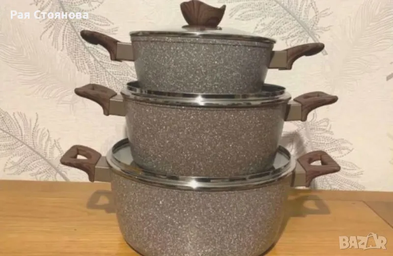 Комплект от 3 алуминиеви тенджери с капак
, снимка 1