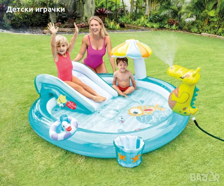 Надуваем център Gator Play Intex, 201х170x84см, водна пързалка, PVC, зелен, снимка 1
