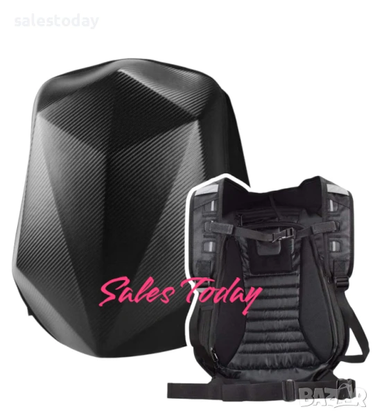 Раница за мотор, Аеродинамична, карбон, водоустойчива, твърд гръб, 50*36*14см.,30л., снимка 1