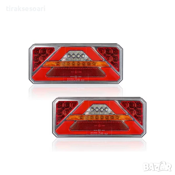  2 Броя LED Стопове T483 с Неонова Светлина и Динамичен Мигач, 5 Светлини, 12/24V, снимка 1