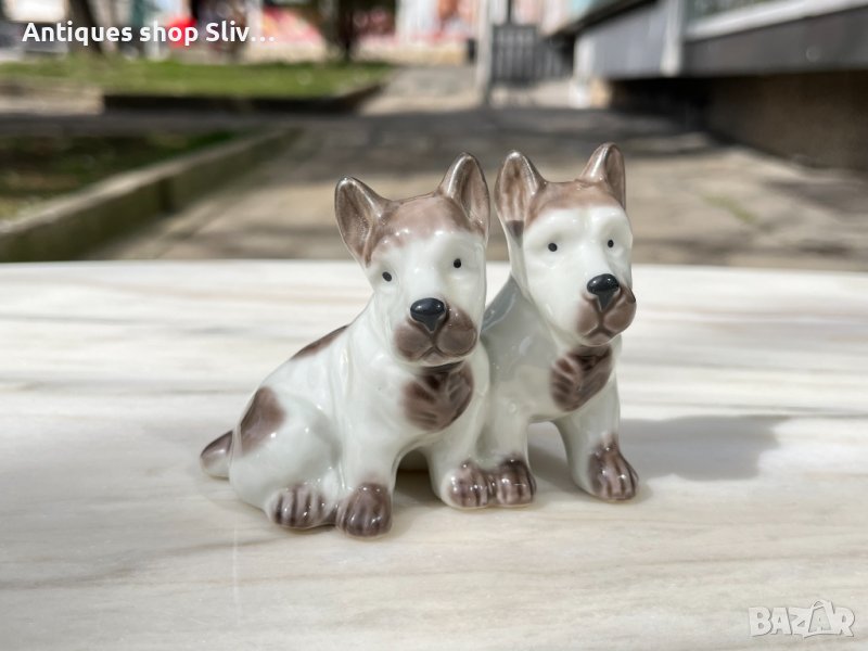 Мини порцеланова фигура на куче / кученца -  мини Шнауцер. №3655, снимка 1