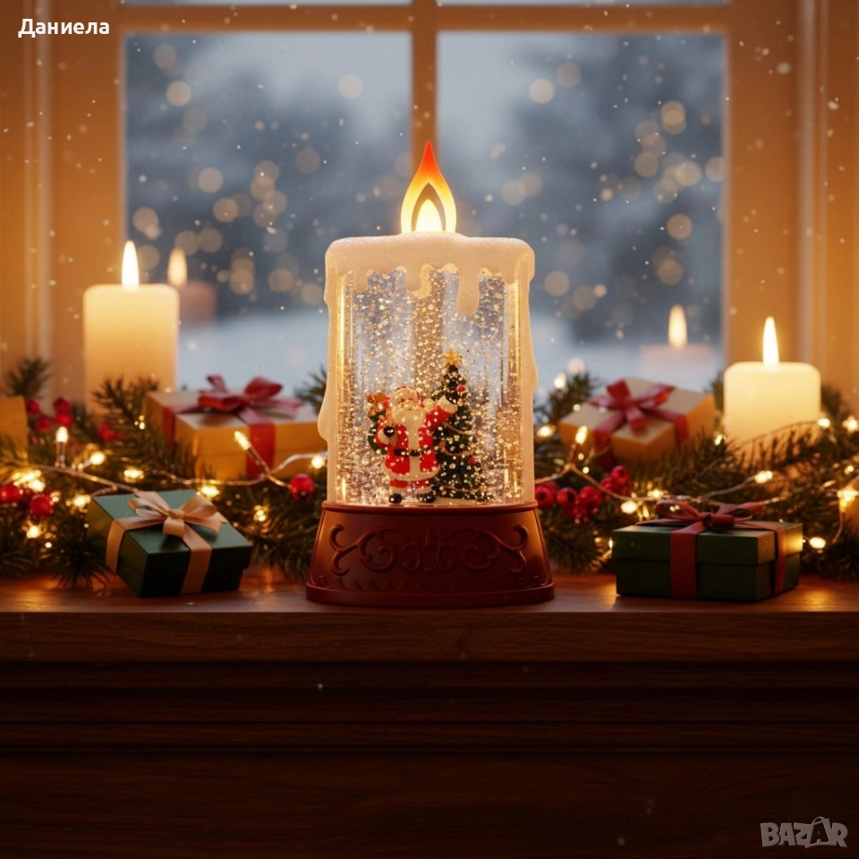 Коледна декоративна LED свещ – Безопасна, блестяща и идеална за одарък, снимка 1