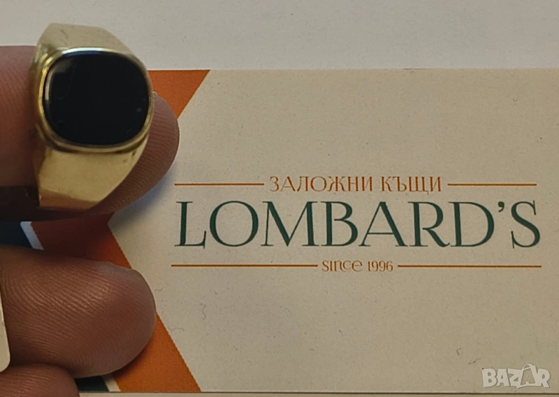 Мъжки златен пръстен с камък, снимка 1