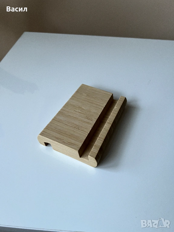 Стойка за телефон бамбукова, снимка 1