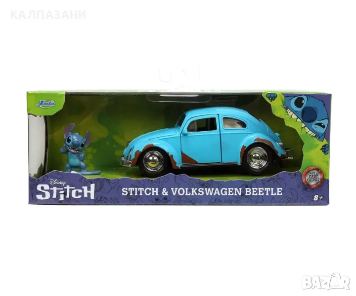Кола Lilo and Stitch 1959 VW Beetle, 1:32, Jada 253073001, снимка 1