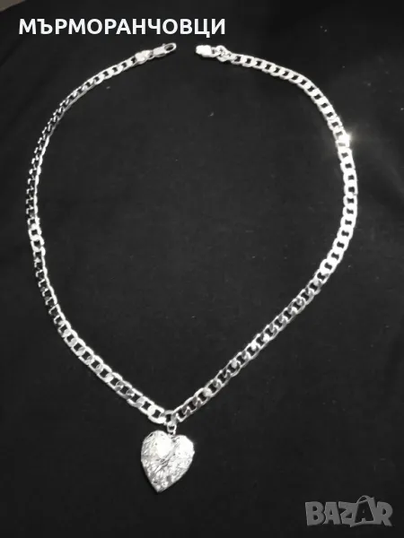 Ново, масивно сребърно колие със сърце. В подаръчна кутия., снимка 1
