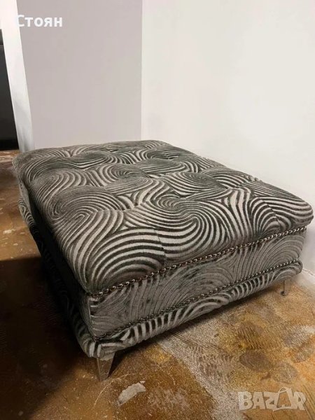 Двуцветна сива табуретка от плат, снимка 1