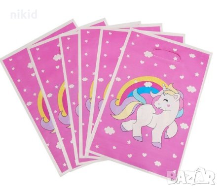 10 бр Торбички Детски Еднорог Unicorn розови за сладки подарък рожден ден парти, снимка 1