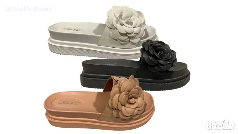 Дамски чехли на платформа с цвете, снимка 1