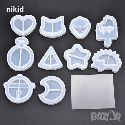 10 модела силиконов молд форма фондан смола бижутерски шоколад шейкъри Shaker, снимка 1