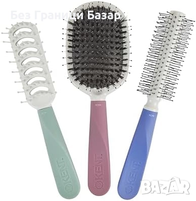 Нов Подаръчен комплект Kent 3 четки за обем блясък и къдрици жени коса, снимка 1