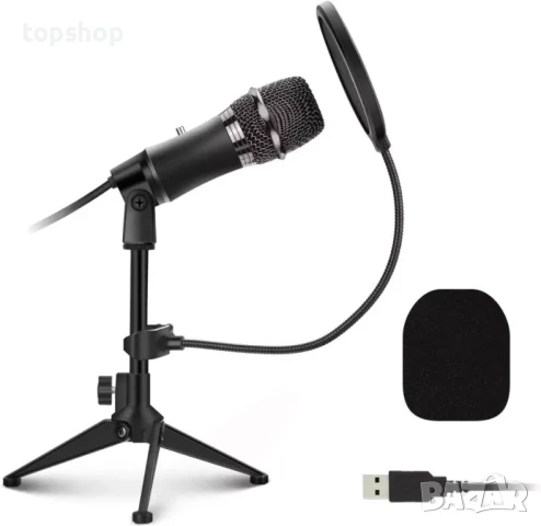 EIVOTOR K380Q кондензаторен микрофон, вокална оптимизация, USB Plug & Play, снимка 3 - Микрофони - 50494659