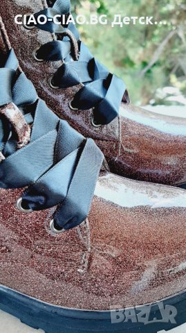 №29, Детски боти за момиче БЕЛА, цвят шоколад с брокат, снимка 3 - Детски боти и ботуши - 33929078