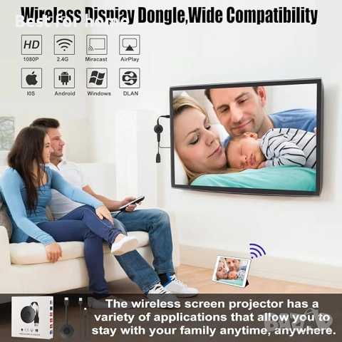 QIDUHUQI  HDMI безжичен WiFi адаптер за дисплей, снимка 6 - Друга електроника - 51856957