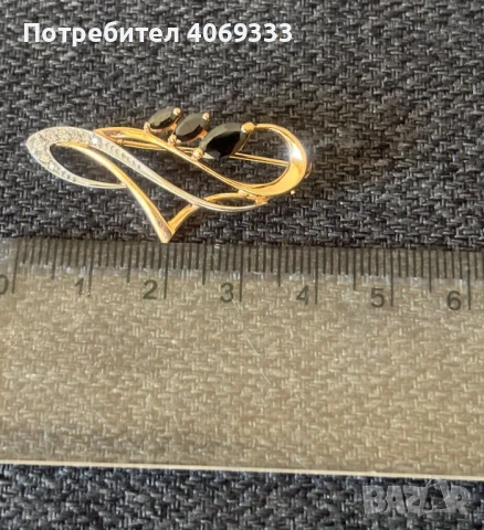 Руска Златна брошка с естествени камъни, снимка 11 - Колиета, медальони, синджири - 49874324