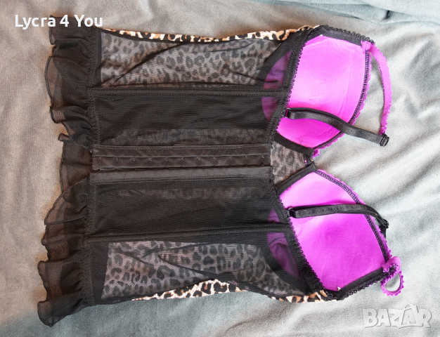 Okay 75B размер корсет в енимал принт и черен тюл, снимка 10 - Корсети, бюстиета, топове - 36556355