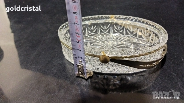 руска стъклена захарница бонбониера с дръжка филигран , снимка 6 - Антикварни и старинни предмети - 17478687