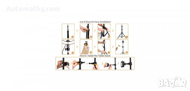 Регулируема ринг лампа Automat, с трипод и 120 LED лампички, Deluxe, снимка 5 - Селфи стикове, аксесоари - 34445692