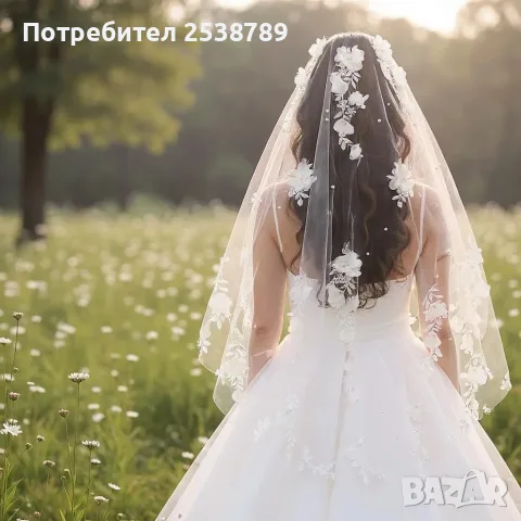 Сватбен воал с цветя 80 см – булчински воал, моминско парти