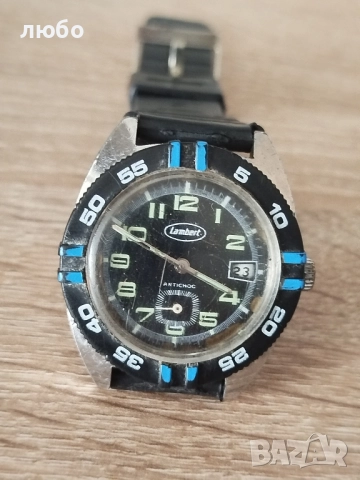 Мъжки Водолазен Часовник DIVER Lambert ANTICHOS 70/80 Години Работи Точно Сменя Датата 