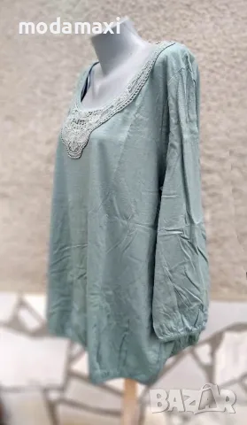 3XL и 5XL Нови блузи Sheego в млечно зелено, снимка 5 - Туники - 49456201