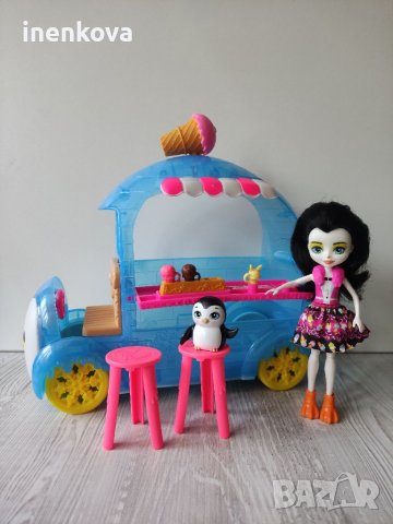 Комплект камион за сладолед и кукла пингвин и любимец. Енчантималс Enchantimals  35лв., снимка 6 - Кукли - 37446504