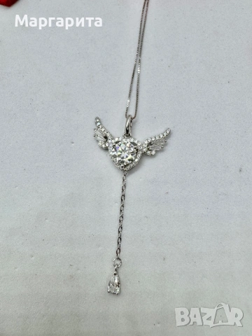 Сребърно колие с мойсанит (диамант) 1 карат, снимка 11 - Колиета, медальони, синджири - 53060728