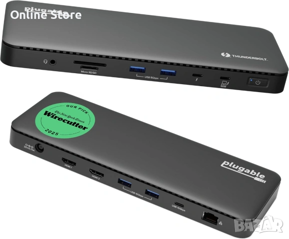 Plugable Thunderbolt 4 докинг станция 13-в-1 – 8K / 2x4K HDMI, 100W зареждане