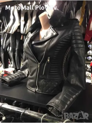 Дамско кожено яке MotoMall мотор чопър мото яке, снимка 3 - Аксесоари и консумативи - 49246598