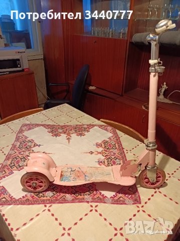 Детска тротинетка - розова сгъваема метална със спирачка и звънче, снимка 1 - Ролери, кънки - 38903667