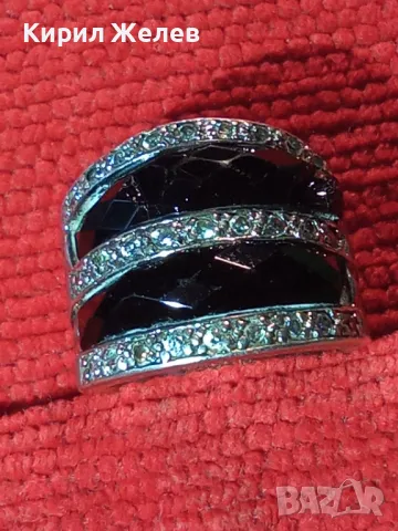 СТАР ШИКОЗЕН СТИЛЕН СРЕБЪРЕН ПРЪСТЕН СРЕБРО 925 с ФАСЕТИРАН ОБСИДИАН и ИСКРЯЩИ ЦИРКОНИ 49309, снимка 15 - Пръстени - 49294846