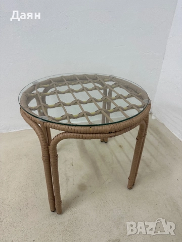 Кръгла градинска масичка от ратан и подсилено стъкло Outsunny , снимка 6 - Градински мебели, декорация  - 52669085