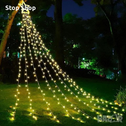 Waterfall Коледни струнни светлини с 317 LED звезда Висящи светлини за светлинни феи за завеси за па, снимка 3 - Лед осветление - 42291864