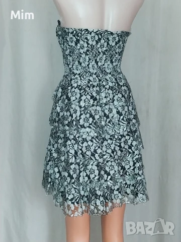 XL Дантелена сива рокля с къдри, снимка 3 - Рокли - 51304795