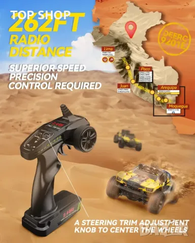 Високоскоростна кола с дистанционно DEERC 9201E, 1:10, 48 км/ч, 4x4, снимка 2 - Коли, камиони, мотори, писти - 48774706